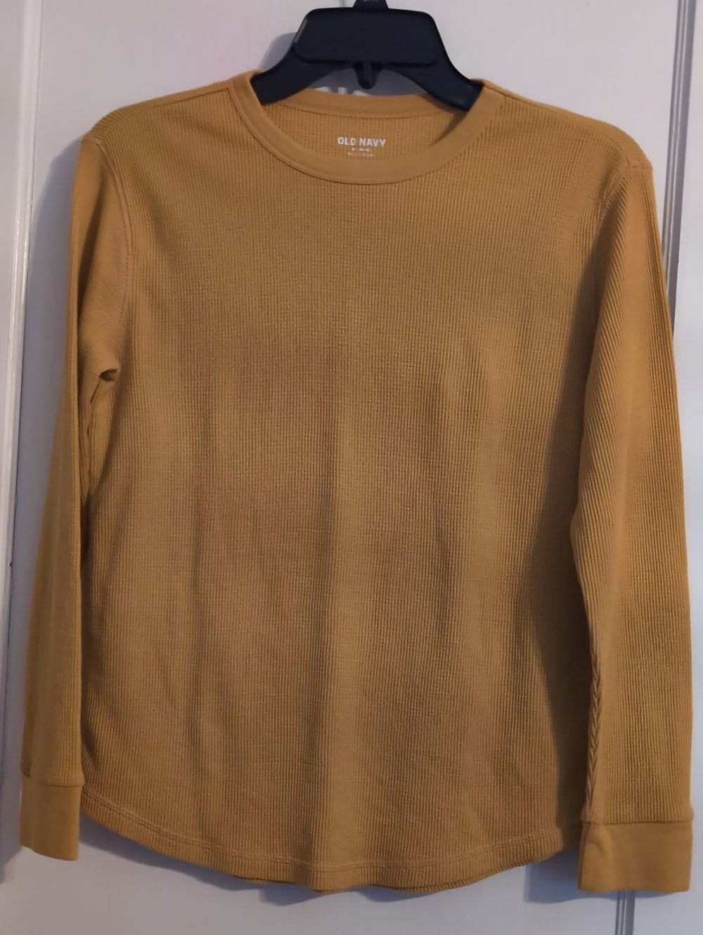 Old Navy Kids Mustard Crewneck Waffle-Knit Shirt, XL